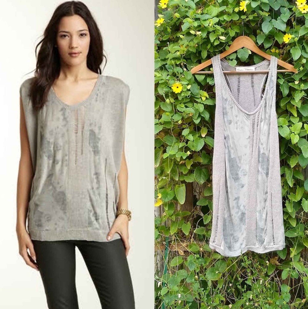 GRAHAM & SPENCER Distressed Contrast Knit Tank S Worn 2x